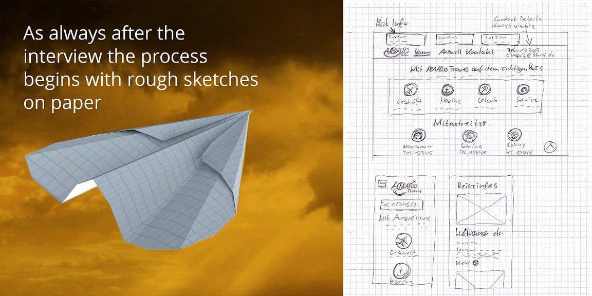 AMARO Travel Website-Skizze