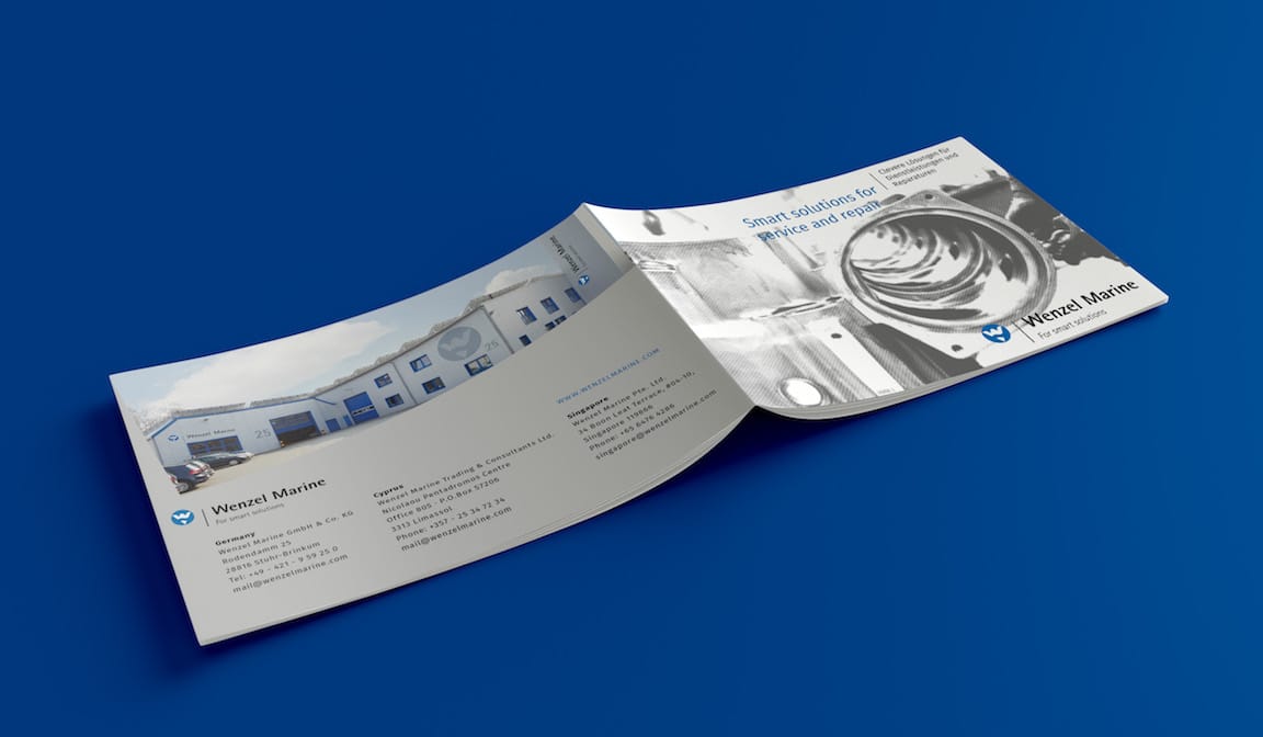 Wenzel Marine Services-Broschüre Cover und Rückseite